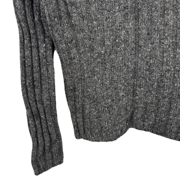 Garnet Hill Gray Tweed Wool Skinny Rib Turtleneck Size Small - Picture 7 of 12